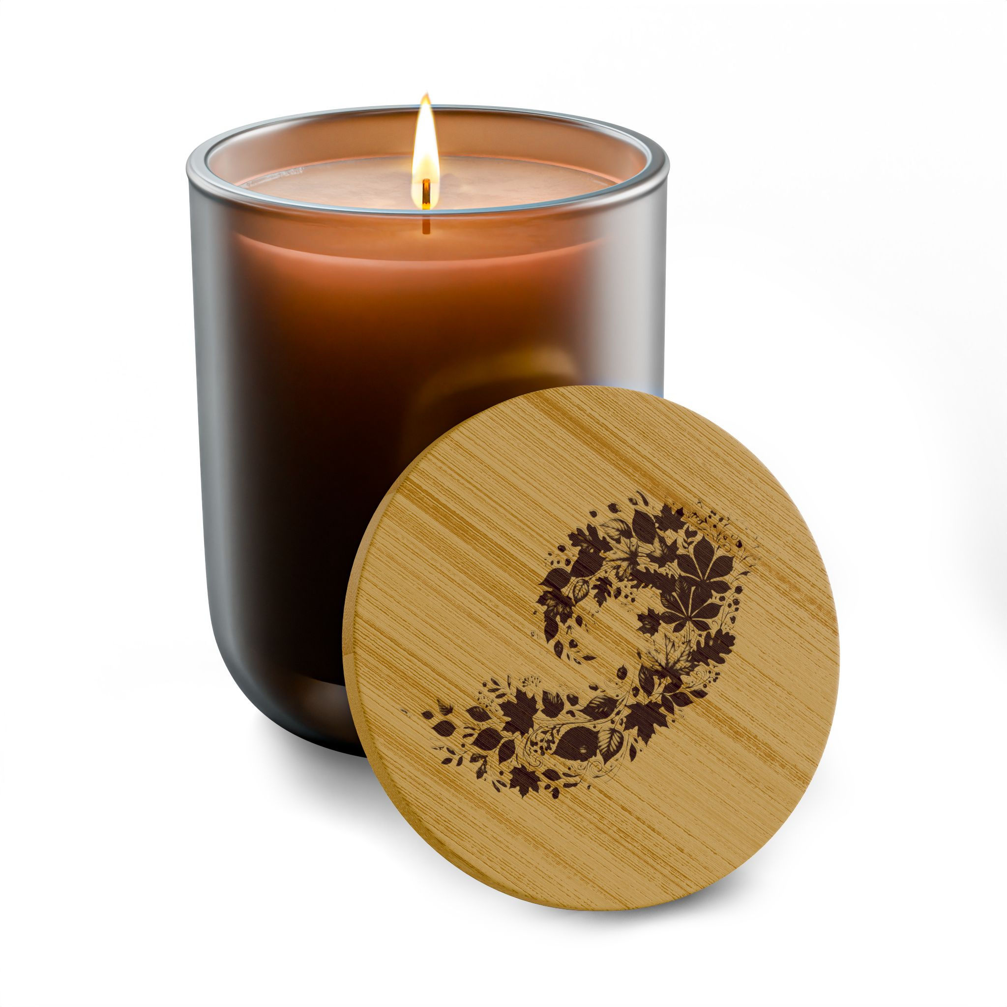 Symphony of Autumn Leaves Engraved Candle