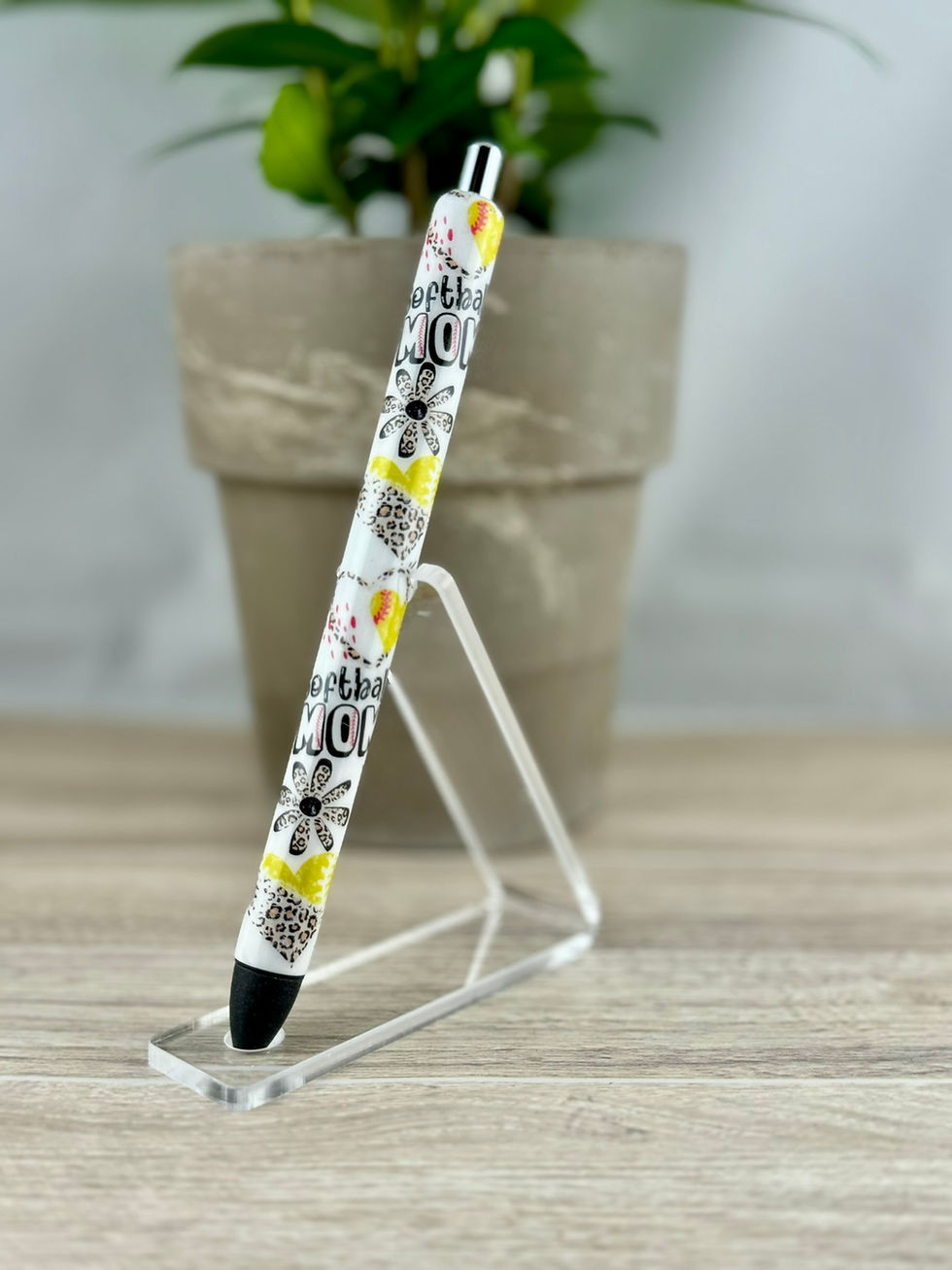 Softball Mom Floral Cheetah Epoxy Pen