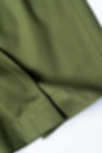 Thumbnail: Factor's Button Pipe Leg Trouser in Olive Slub Sateen
