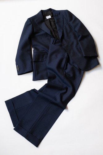 【UNITED ARROWS】NAVY WOOL×MOHAIR 3B SUIT Caruso - Norma suit in a black wool-mohair blend