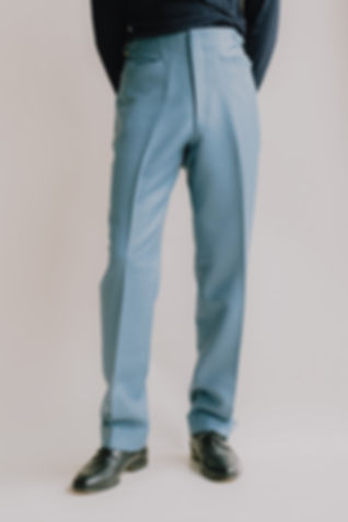 Factor's Side Tab Trouser in French Blue Mohair Twill