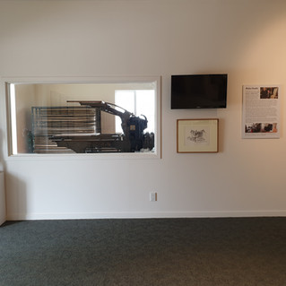 View from the exhibition space into the Muka Print Studio