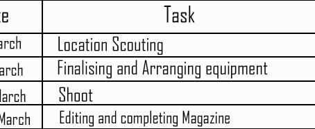 Pre Production Schedule