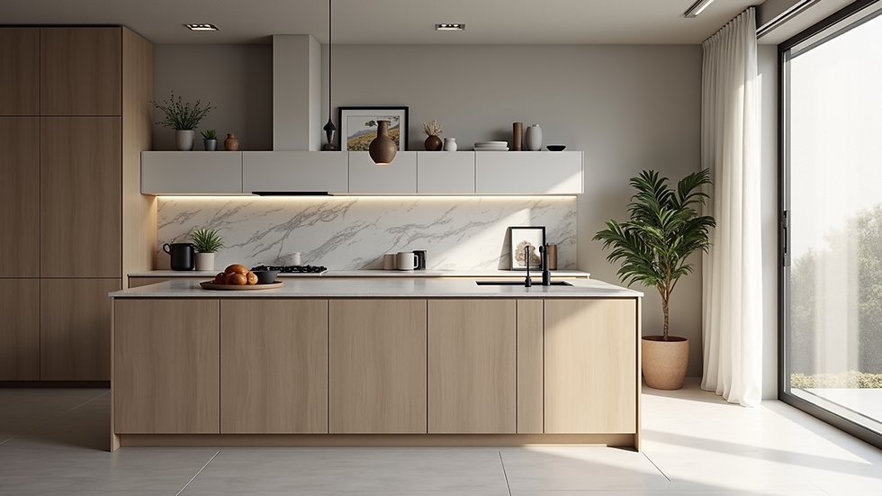 Eye-level view of a modern kitchen design layout