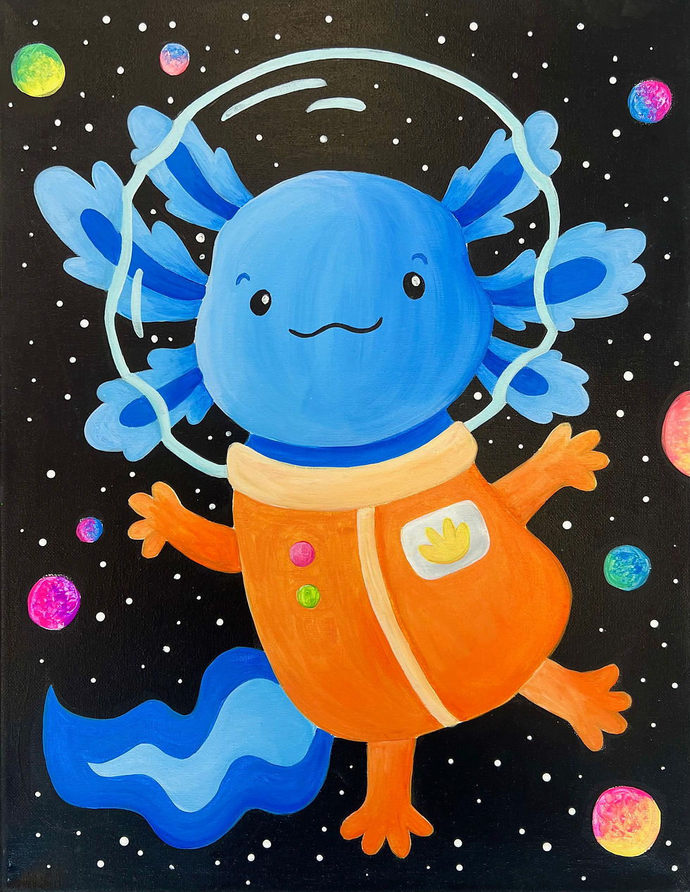 Mini Summer Camp: Space Axolotl Canvas Painting