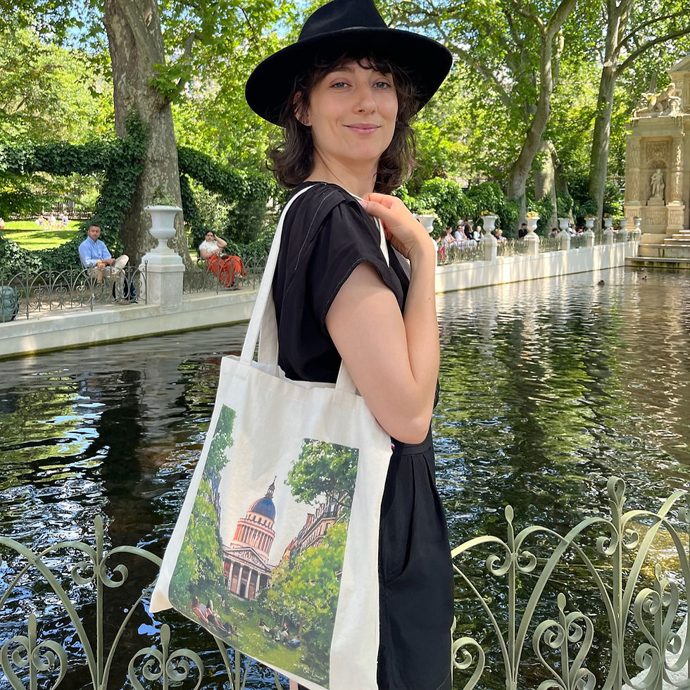 Miniature : Tote Bag Panthéon Monument Quartier Latin Paris Jardin du Luxembourg Luco Cadeau Paris Made in France Artisanal imaginaire