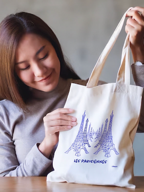 Tote Bag Paris Tour Eiffel Parisienne  Souvenir Idée Cadeau en Coton bio et made in France - Création Steph2 