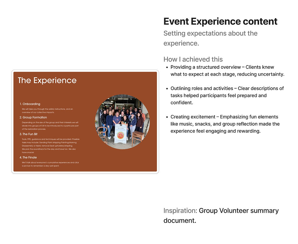 Event Experience content