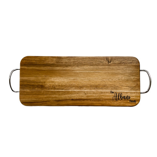 Engraved Rectangular Wood Serving Board with Handles Monogrammin' Mom