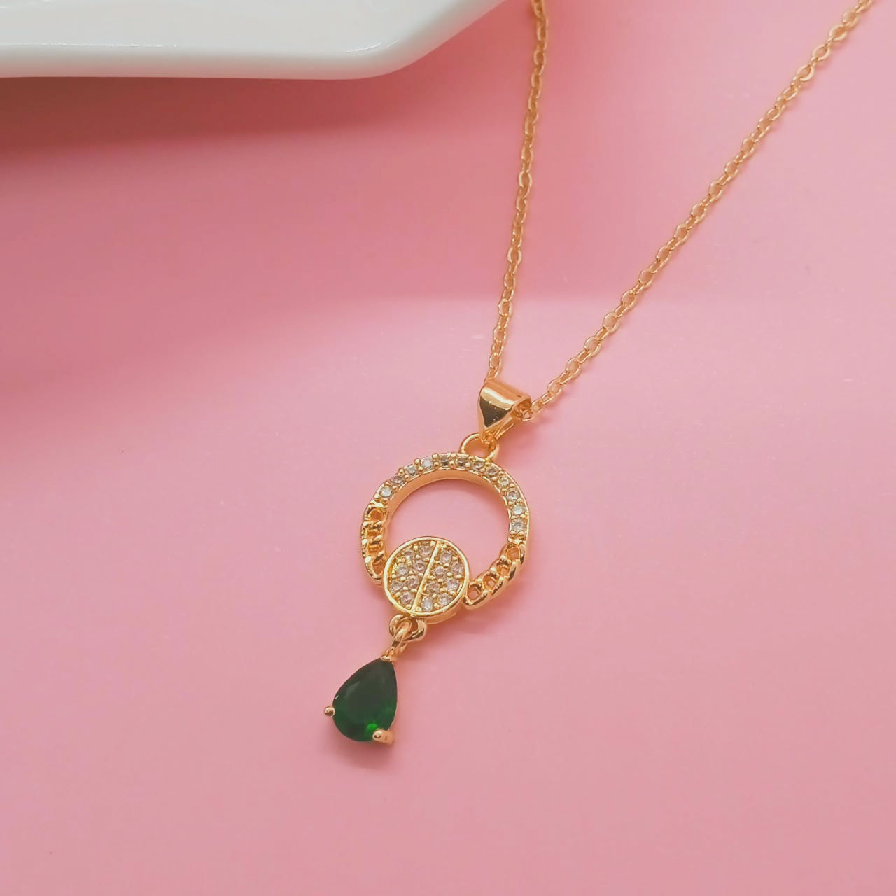 CADENA ARO GOTA VERDE