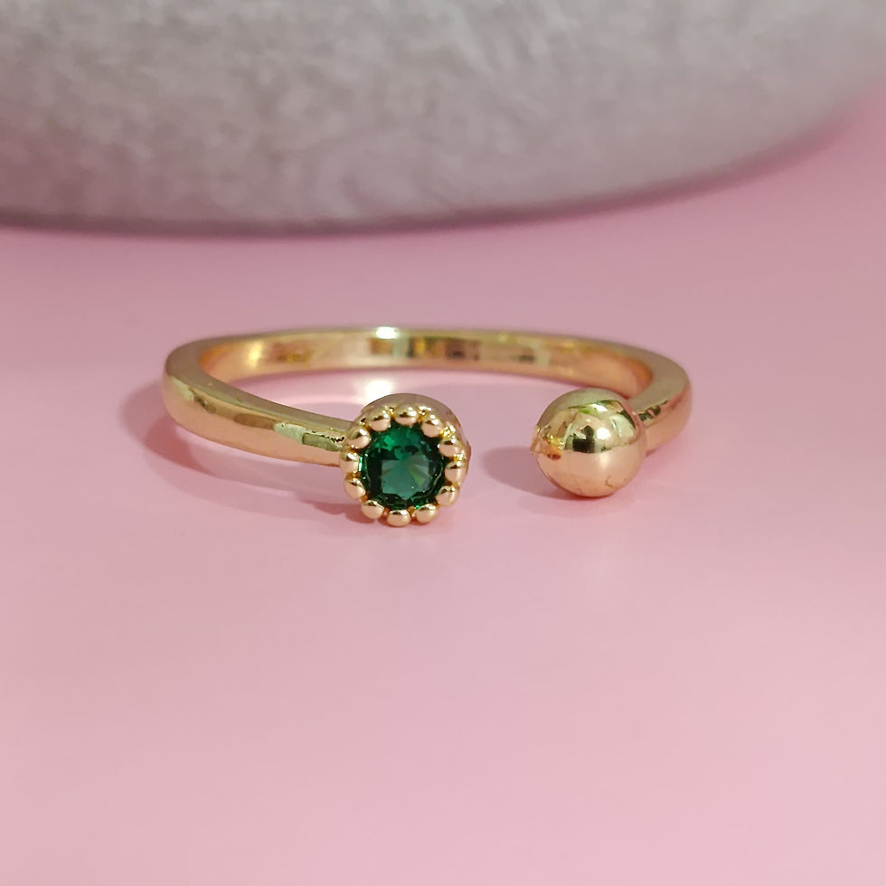 ANILLO PUNTO ESMERALDA Y BALIN DORADO AN590