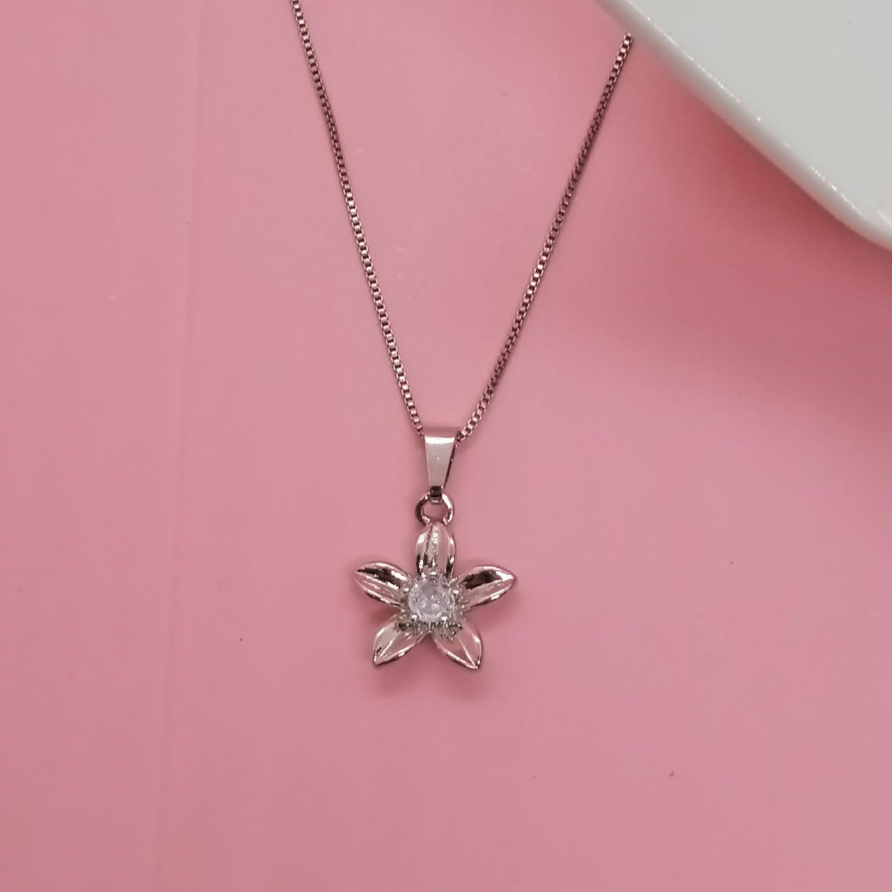 CADENA FLOR PIEDRA CRISTAL