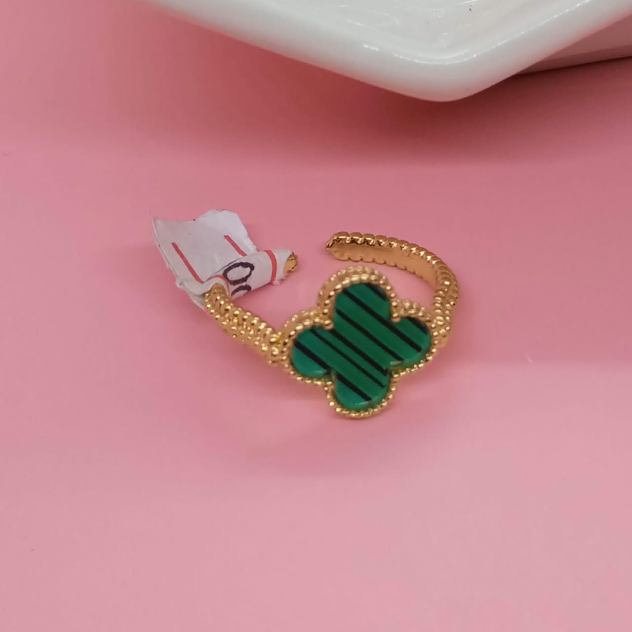 ANILLO TREBOL VERDE LINEAS