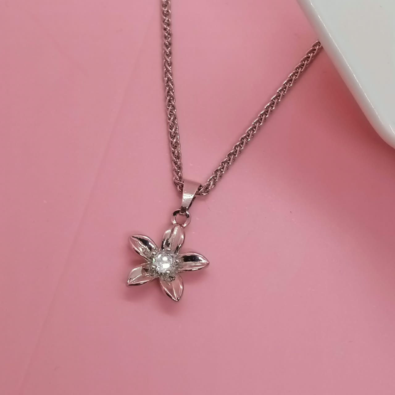 CADENA FLOR PIEDRA CRISTAL (MOD2)