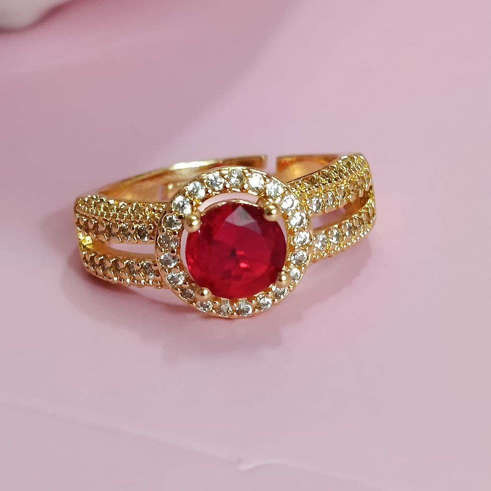 ANILLO PIEDRA ROJA Y LINEAS CIRCONES AN558