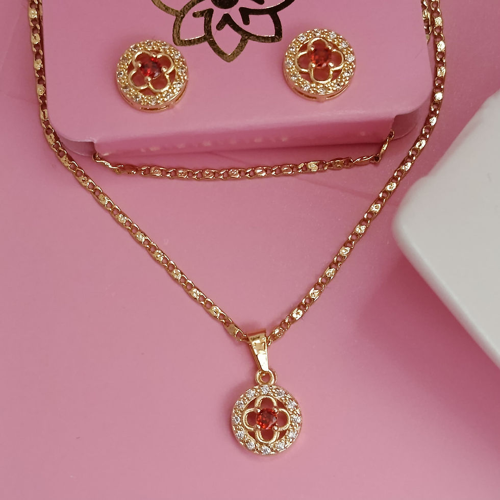 CADENA TREBOL CRISTAL ROJO + TOPO CAD608