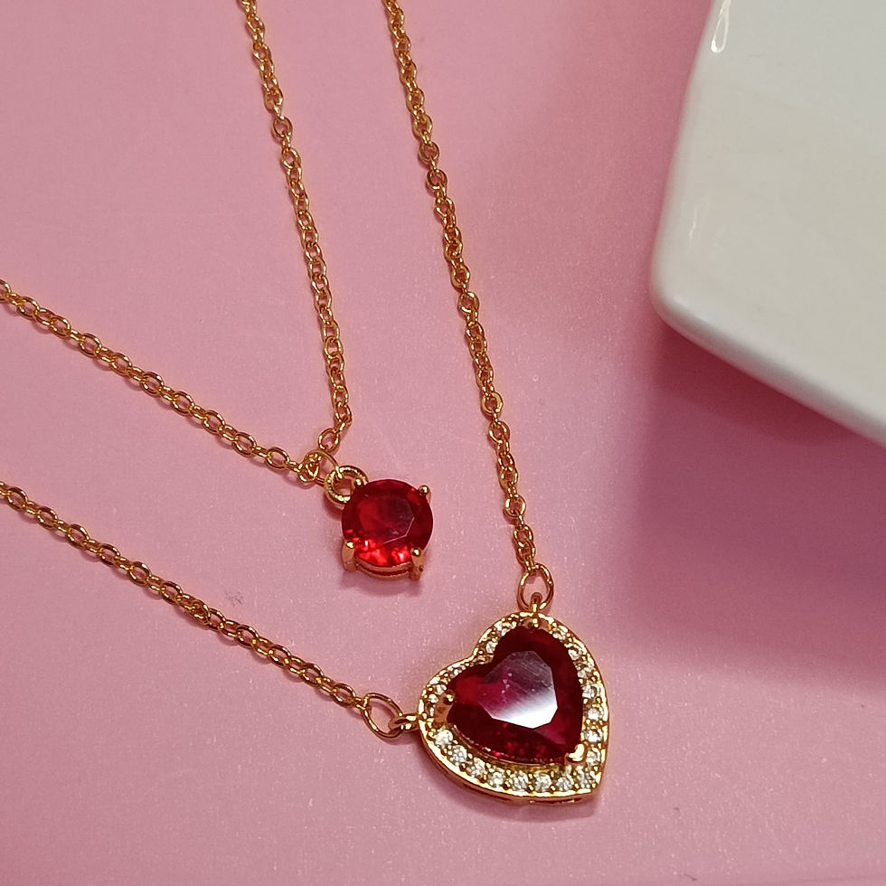 CADENA DUO CORA ROJO Y PIEDRA ROJA CAD669