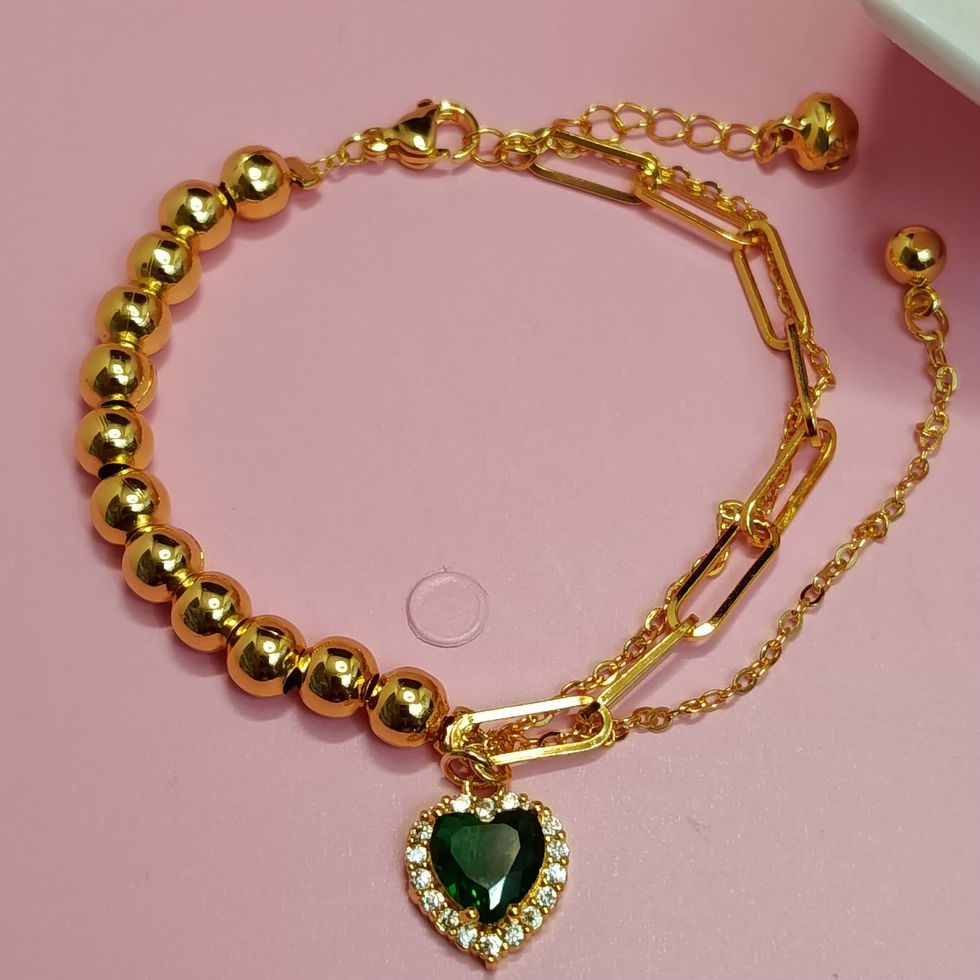 PULSERA BALINES Y ESLABONES CORA VERDE PUL659