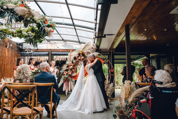 Bride in a bespoke wedding dress by Ellie Atelier