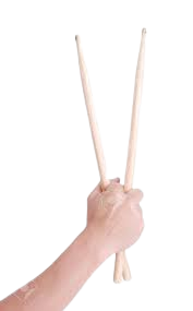 Hand holding drum sticks