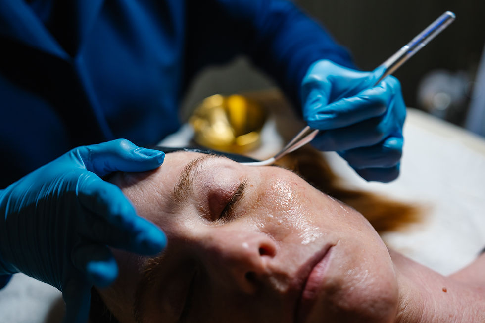 Professional esthetician performing chemical peel in Lake Charles, LA