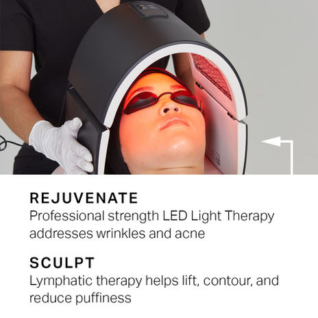 LED light therapy device used during advanced facial treatment.