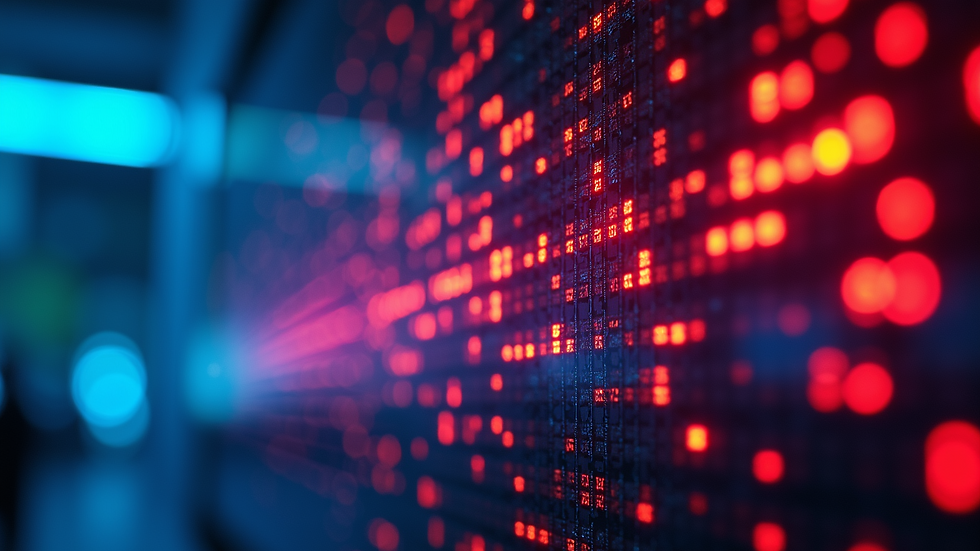Close-up of vibrant LED pixels displaying a colorful animation
