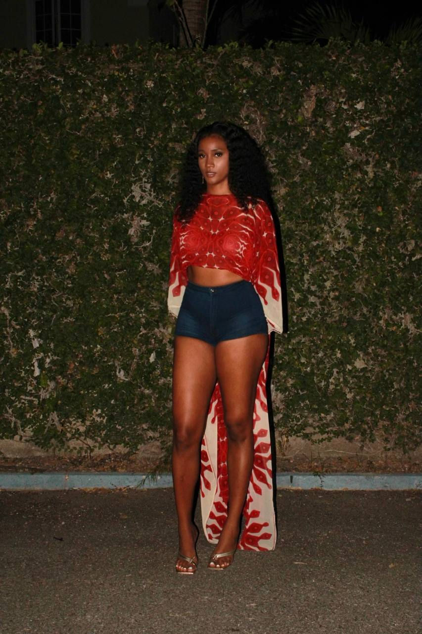Thumbnail: Tamia Carey Red Bloom Statement Cape Top