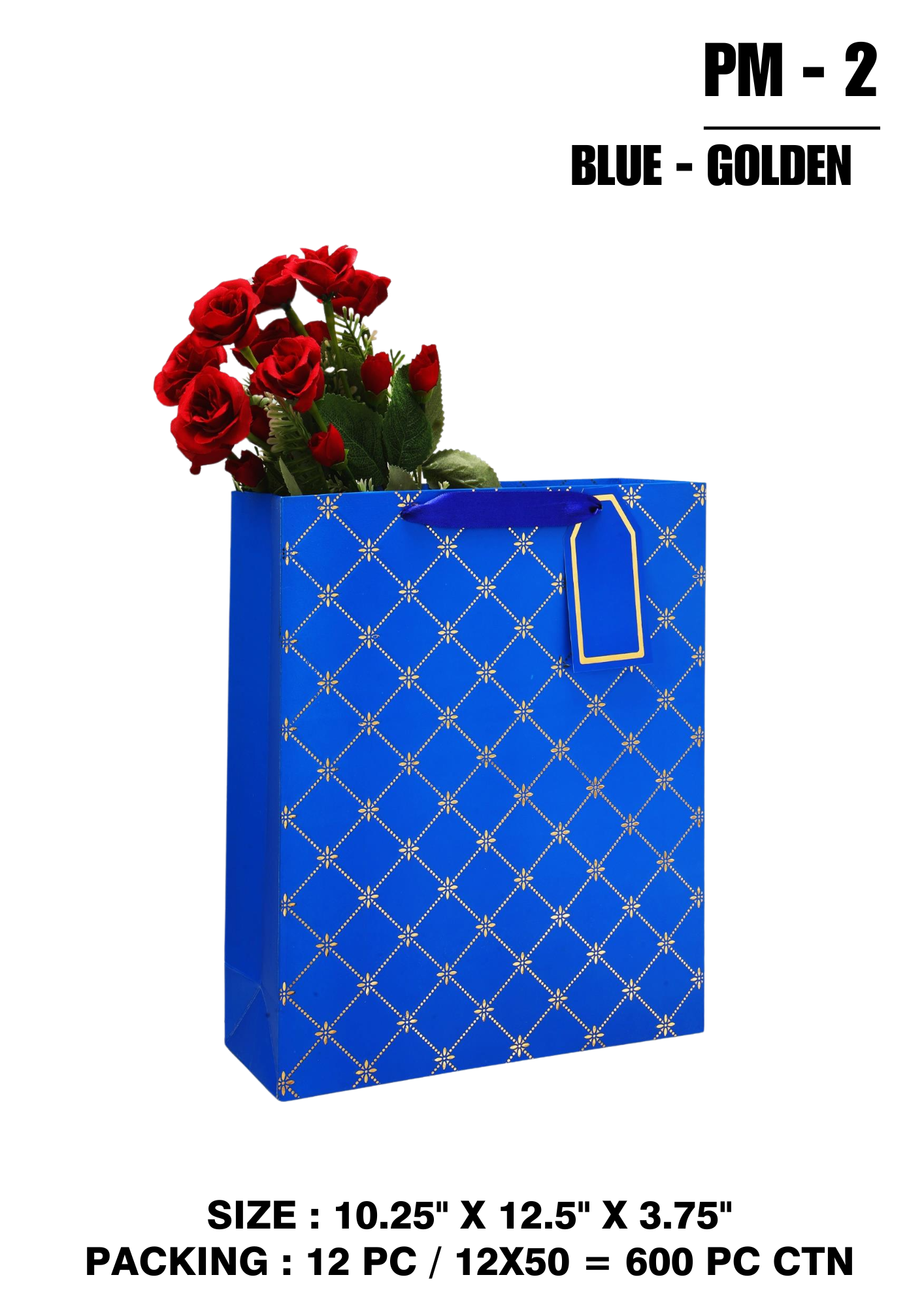 Blue & Gold Gift Bag with Tag – PM-2 (Blue - Golden)