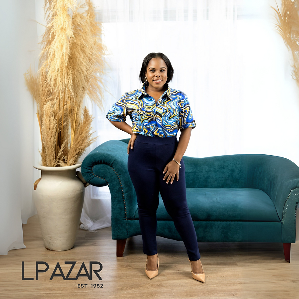 Bold Swirl-Print Shirt & Sleek Navy Blue Trousers