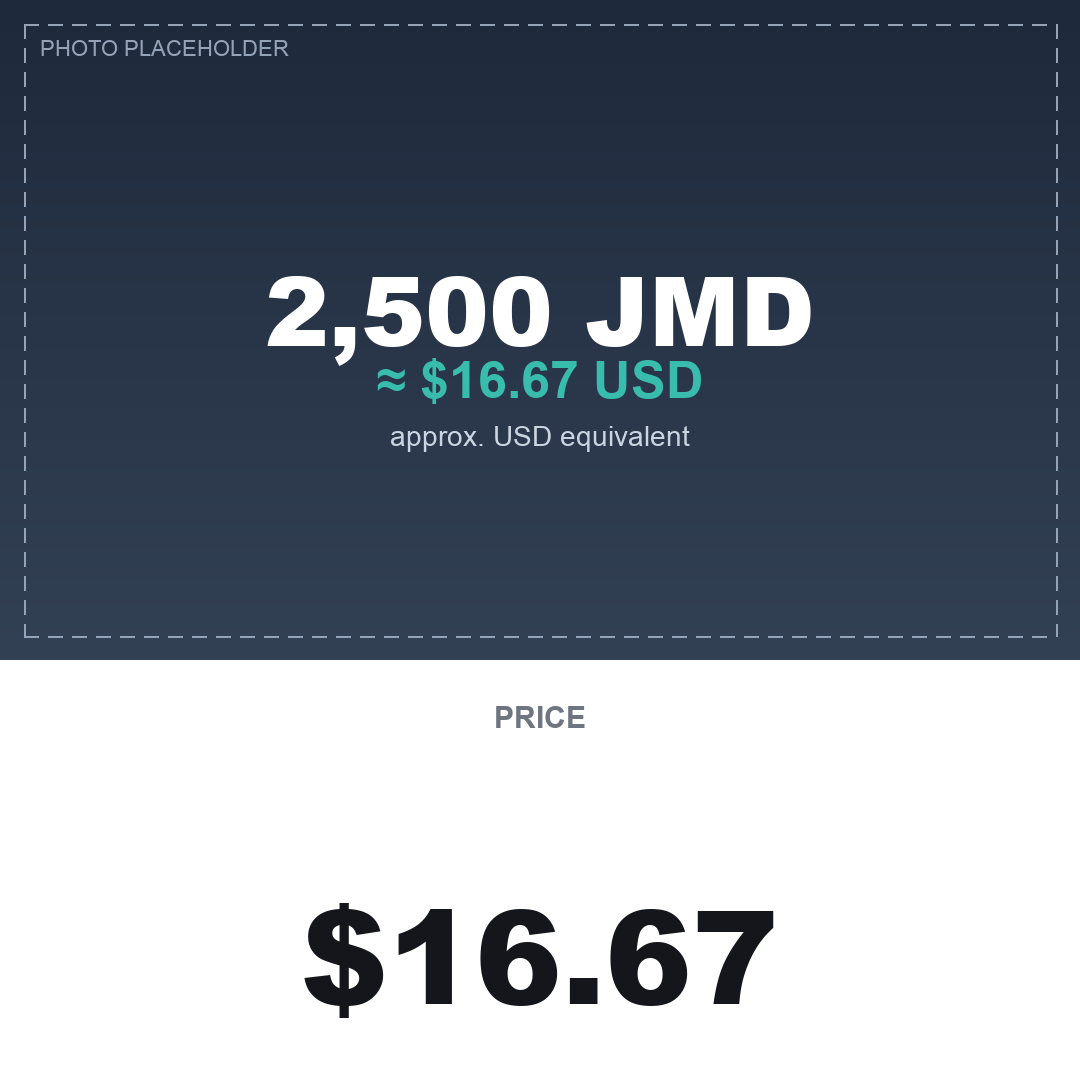 Custom Payment - 2,500 JMD ($16.67 USD)
