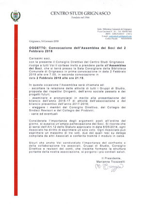 Asemblea dei soci - 2 Febbraio 2018