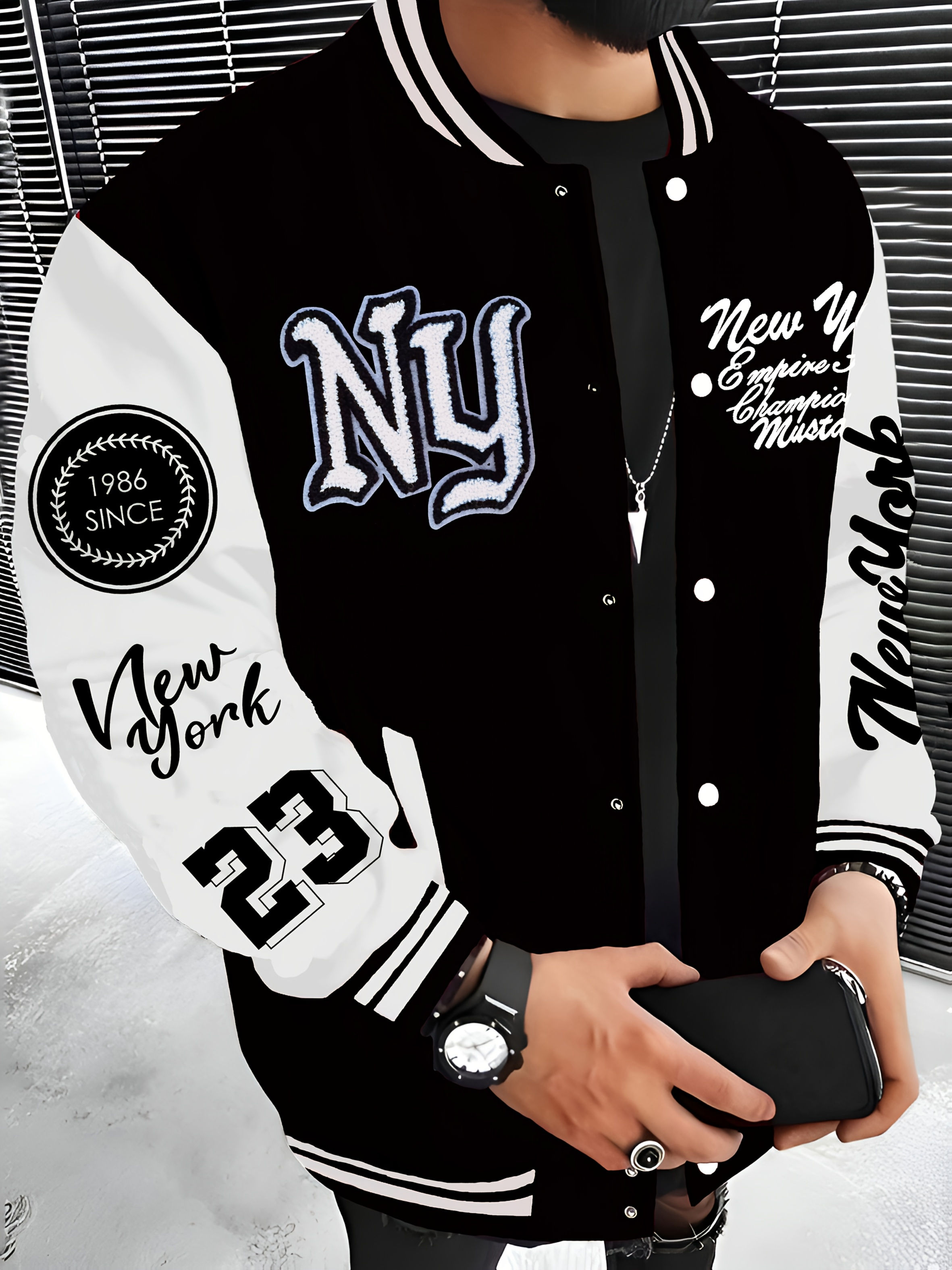 Spring and Autumn New Men's Retro Fashion Jacket Jacket Angel and Letter Pattern