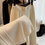 Thumbnail: Cashmere Knitted Wide-Leg Pants for Women, High Waist, Draped Style, Thickened, 