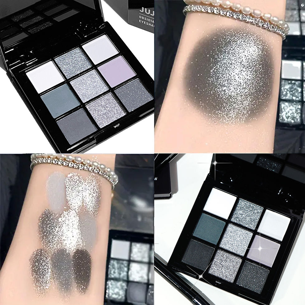 Nine-color eyeshadow palette, gray-pink smoky makeup, matte pearlescent silkworm