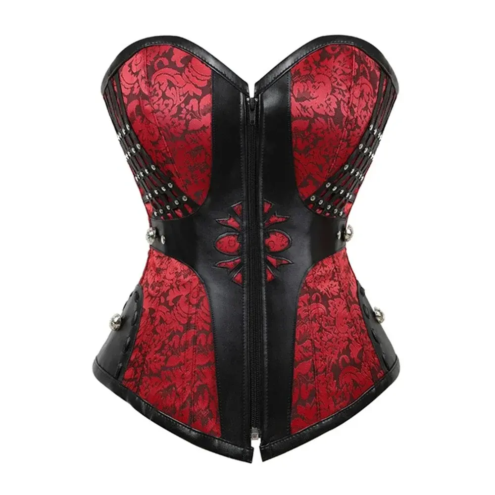 Gothic Women Corset Sexy Bustiers Steampunk Faux Leather Corsets Lacing Up Black