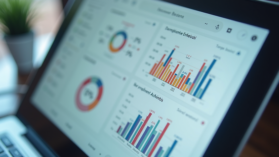 High angle view of an analytics dashboard displaying user behavior