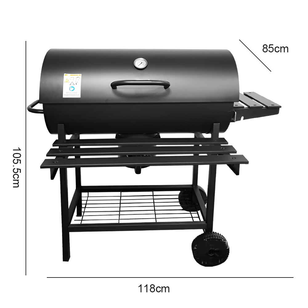 BBQ Grill Outdoor Charcoal Grill with Thermometer Barbecue Stove with wheels Cam