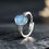 Thumbnail: 925 sterling silver ring set with aquamarine for women, exquisite crystal weddin