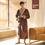 Thumbnail: Fashion Casual Mens Bathrobes Flannel Robe V Neck Long Sleeve Couple Men Woman R