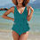 Thumbnail: Womens one-piece fashion bikini Ruffled V-neck sexy bra padding non-wired swimsu