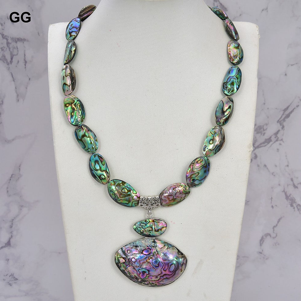 G-G 34x55MM Paua Abalone Shell Pendant Necklace