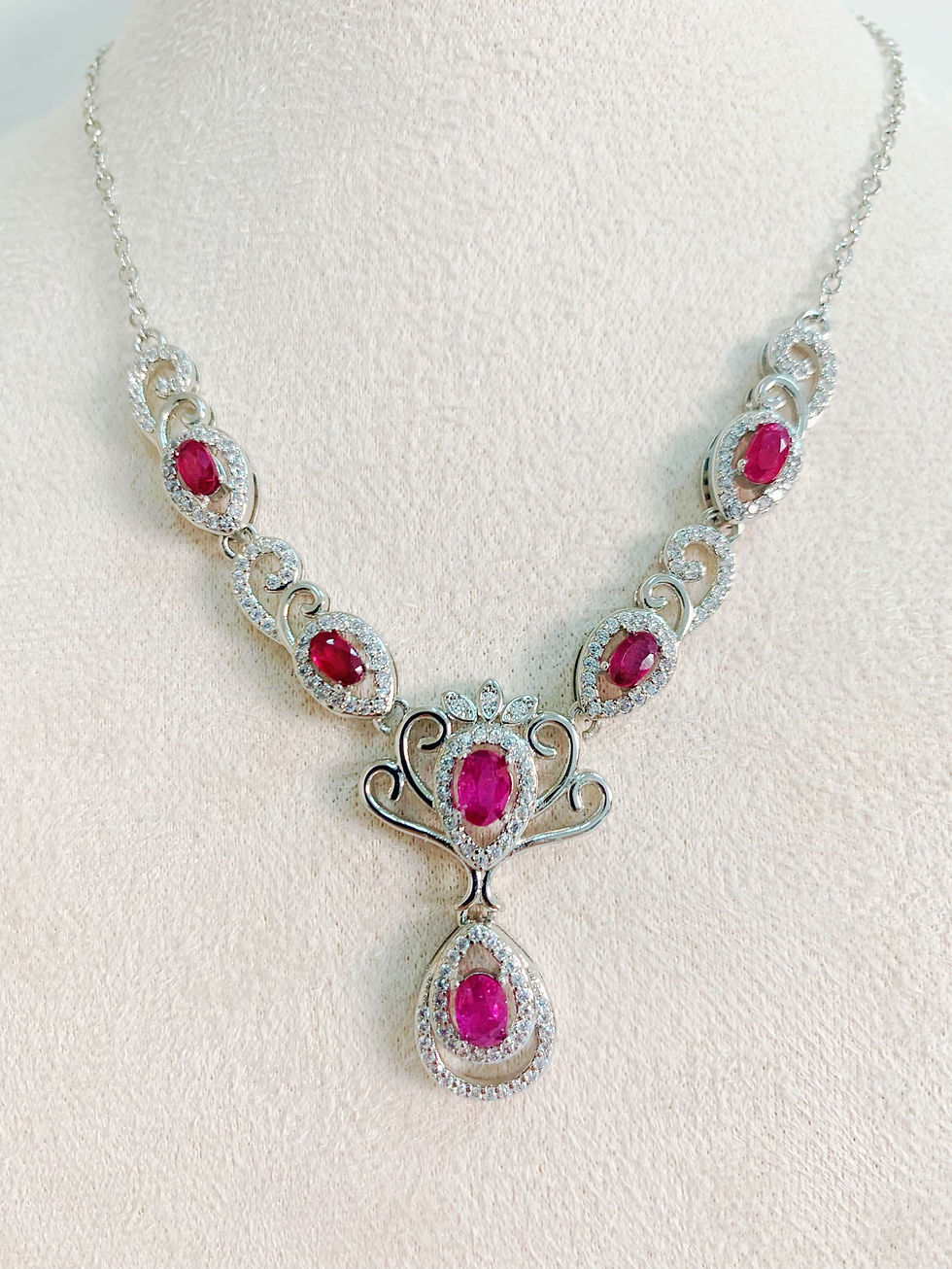 ZECAA 925 Jewelry Woman Ruby Necklace Pendant With Natural Ruby Gemstone 4*6mm S