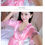 Thumbnail: Robe Gown Sets Women Ice-silk 2PCS Floral Fashion Sexy Sleepwear Lace Up Chic Th