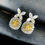 Thumbnail: New Simple and Elegant Square Cubic Zirconia Earrings Bling Yellow CZ Dangle  Lu
