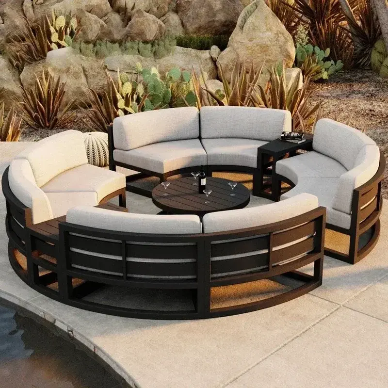 Outdoor sofa courtyard villa garden aluminum alloy waterproof sunscreen circular