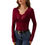 Thumbnail: Women'S Floral Eyelet Lace Shirt Sexy V Neck Long Sleeve Opaque Shirts See-Throu