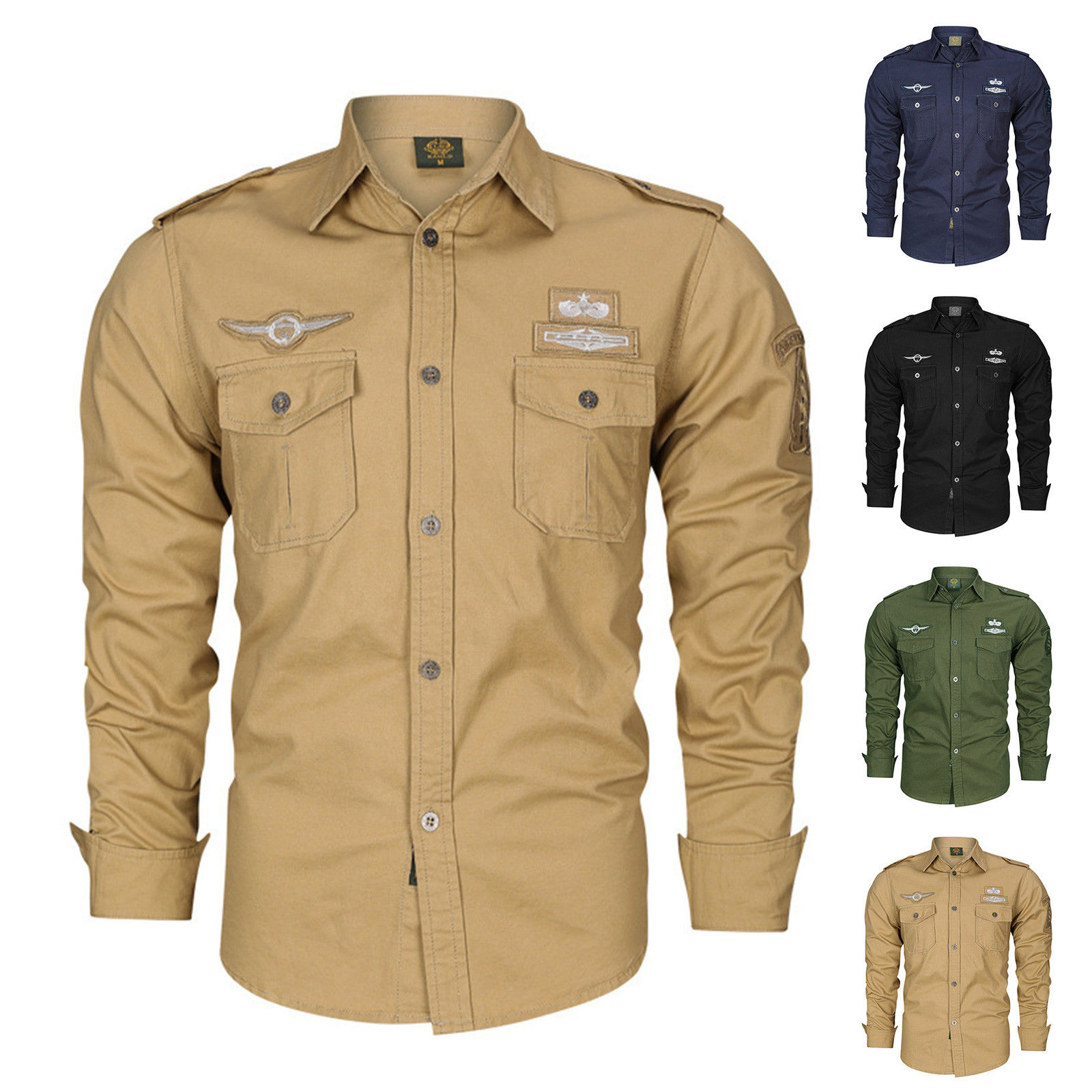 Men'S Solid Color Linen Shirt Mens Spring And Autumn Outdoor Tooling Solid Color