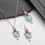 Thumbnail: Ethnic Boho Red Blue Stone Pendant Necklace Earring Set Women Girls Silver Color