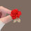 Thumbnail: Luxury Rhinestone Red Rose Flower Brooches For Women Unisex Elegant Enamel Rose 